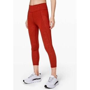 NEW LULULEMON Time To Sweat Crop *23"
Stride Emboss Cayenne Size 4